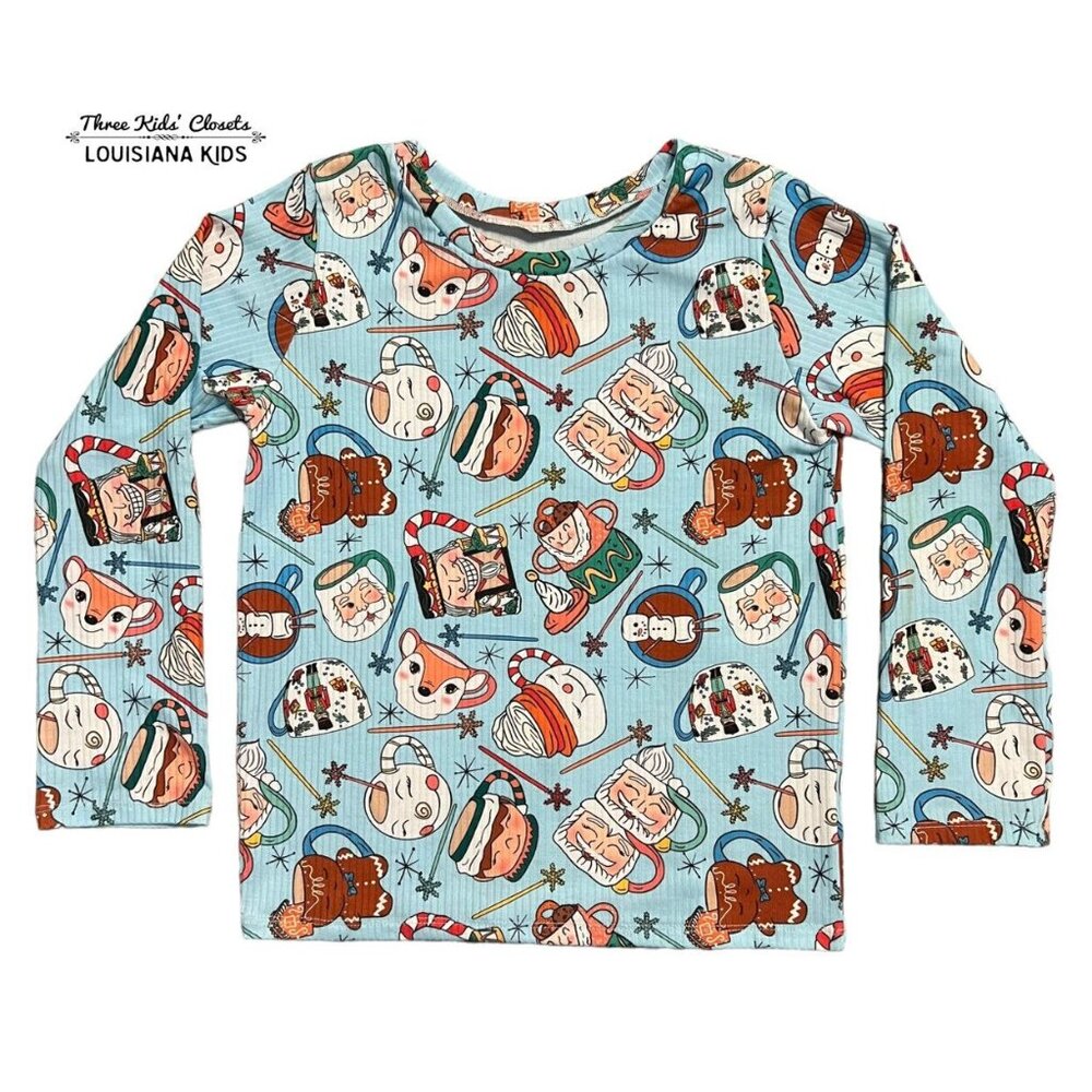 Limitless Bootique 7-8Y Christmas Holiday Mugs Shirt